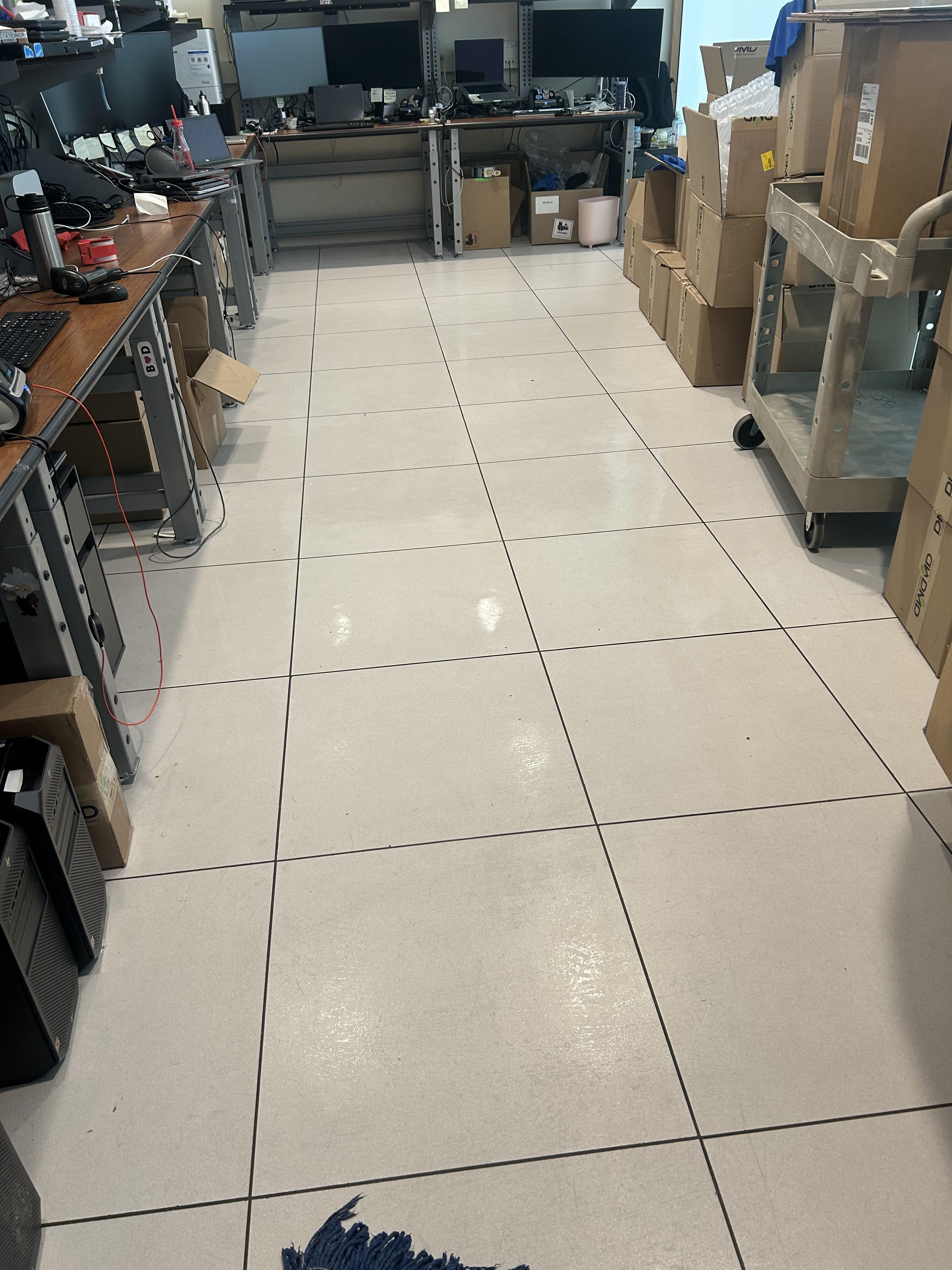 Clean commercial floor after routine care