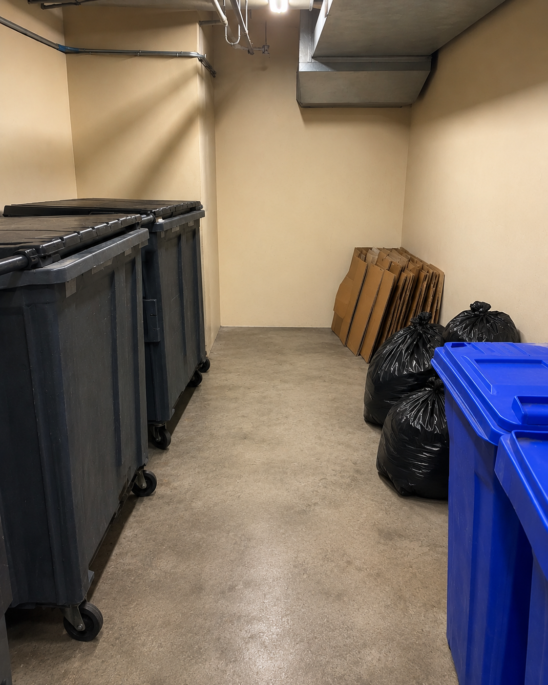 Commercial waste receptacle reset after service